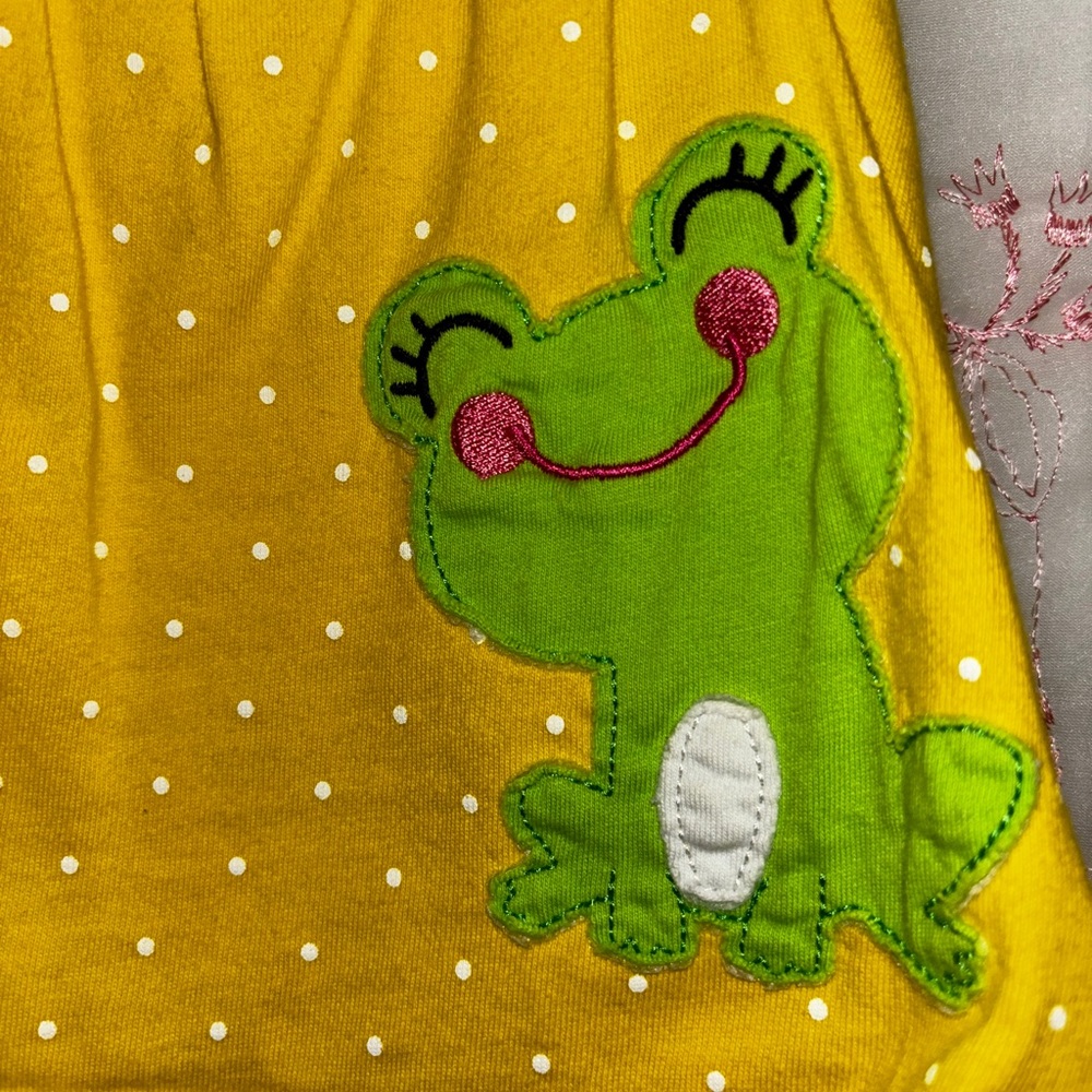 (3/$10) Carters Yellow Polka Dot Frog Dress
